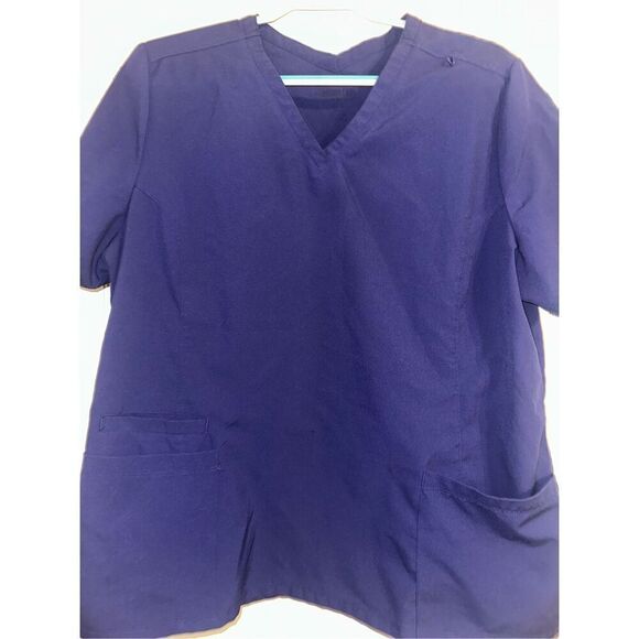 Maevn Women's Active V-Neck Pocket Scrub Top Purple XXL 2XL - Picture 3 of 5